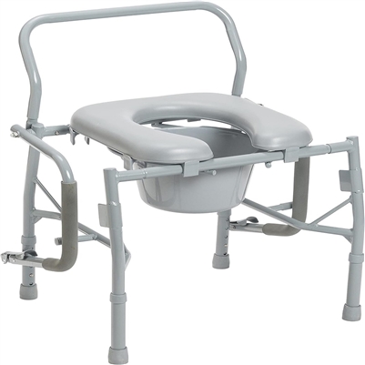 Drive Medical Knock-Down Deluxe Steel Drop-Arm Padded Commode | Commode